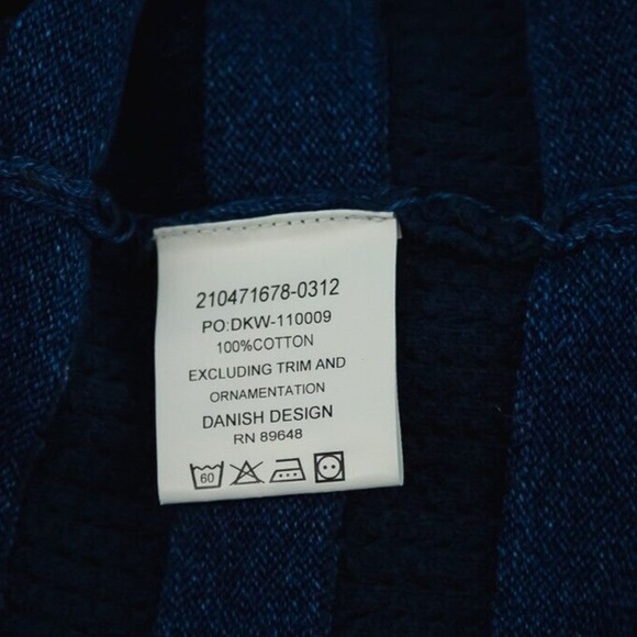 Blue Willi's Size Large L Blue Stripe Perforated Knit Zip Crew Cardigan Sweater - Picture 5 of 8